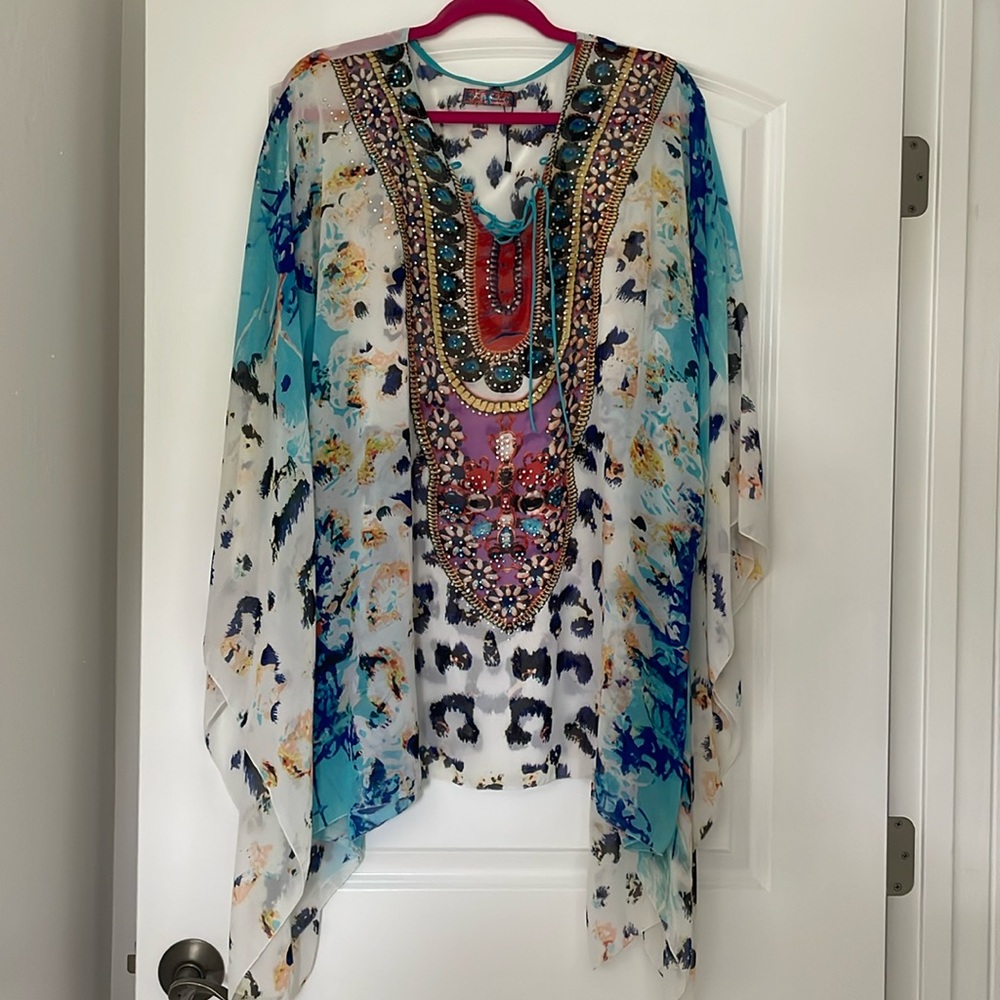 COPY - Selfie couture, sheer swimsuit, cover-up, multicolor size small